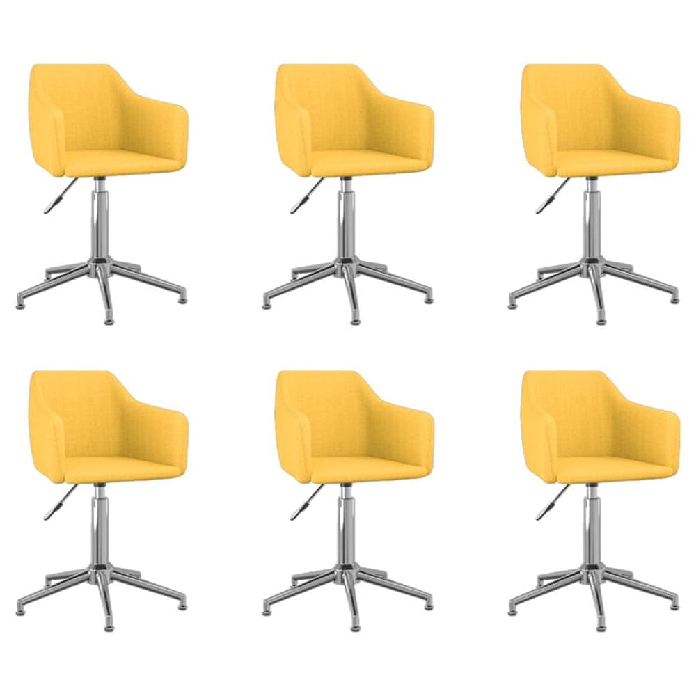 Vidaxl Otočné jedálenské stoličky 6 ks žlté látkové